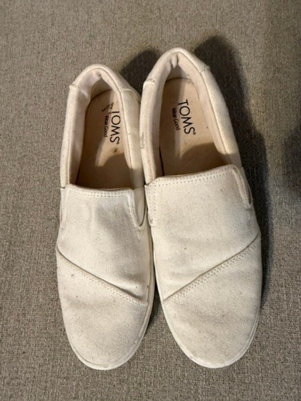 TOMS Women Slip-On Shoes Size 10 White Canvas Casual Sneakers